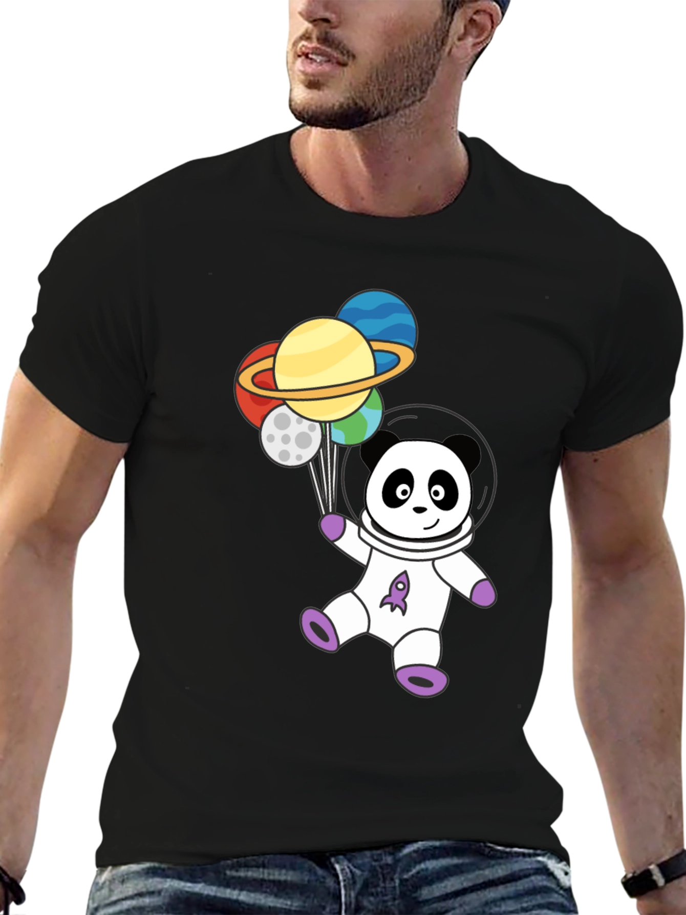 Astronaut Panda Planets Graphic Tee