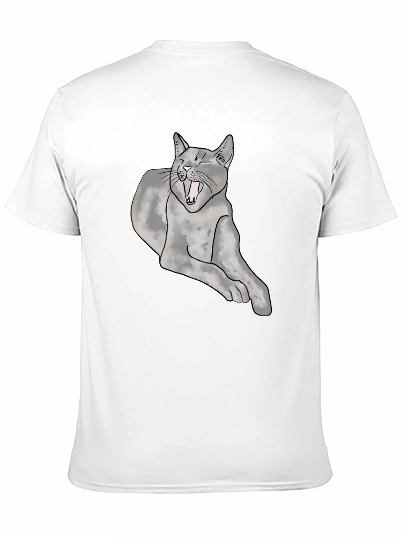 Yawning Cat Graphic Tee - Unisex Black T-Shirt