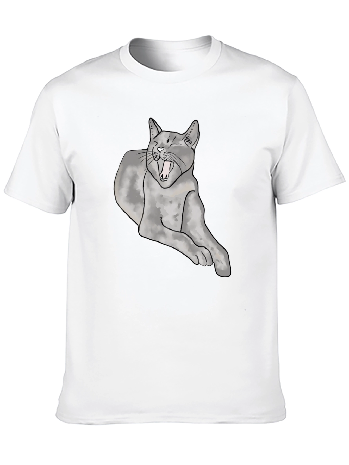 Yawning Cat Graphic Tee - Unisex Black T-Shirt