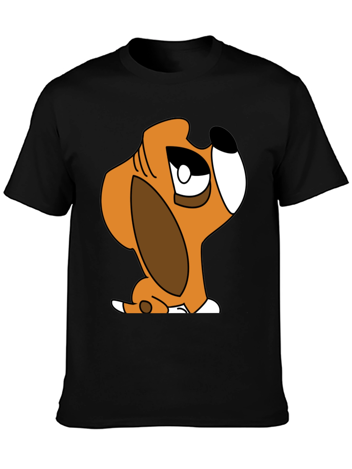 Cartoon Dog Graphic T-Shirt - Unisex Black Tee