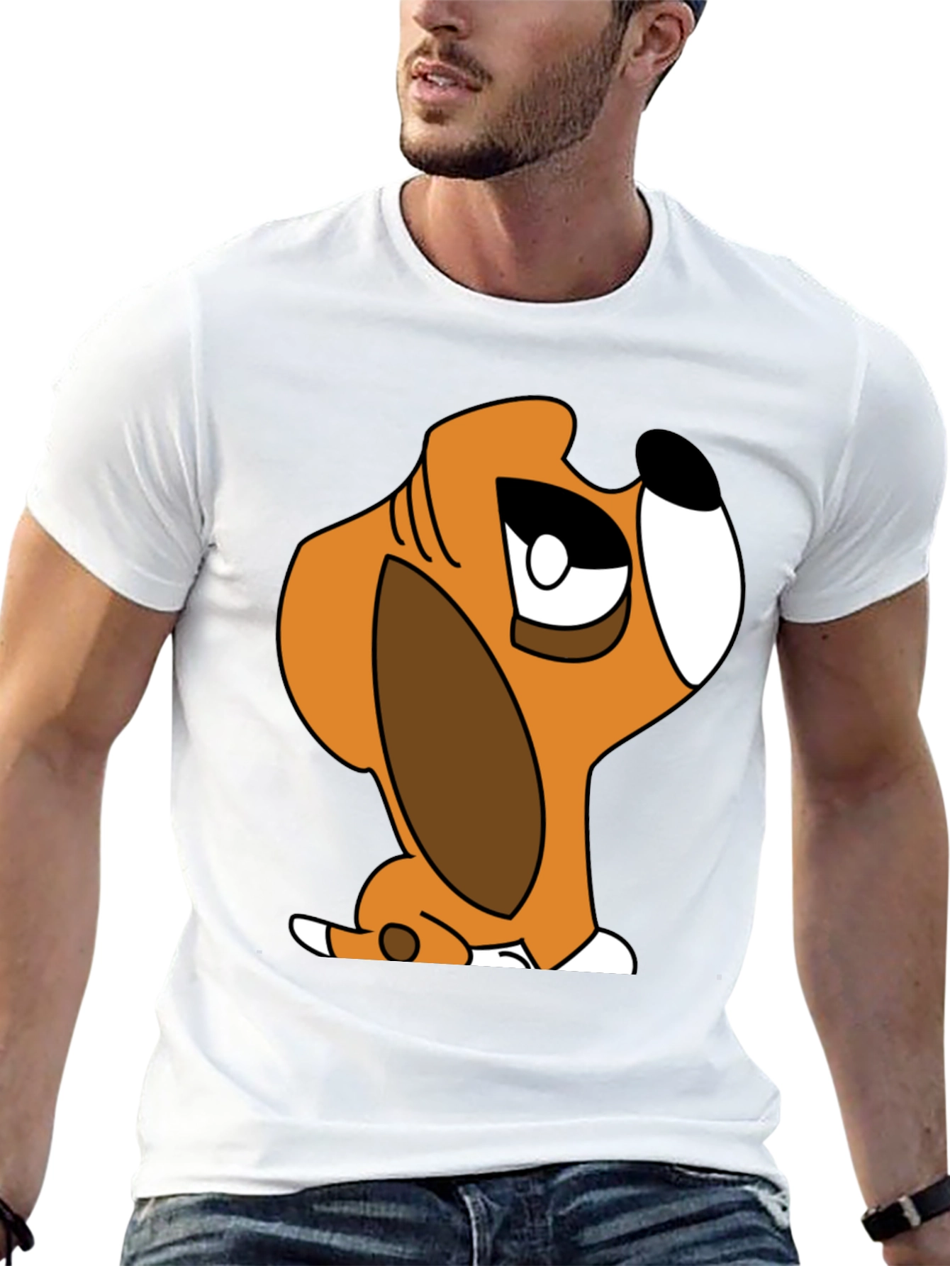Cartoon Dog Graphic T-Shirt - Unisex Black Tee