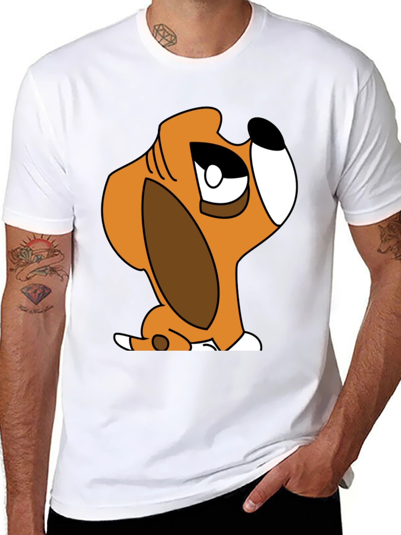 Cartoon Dog Graphic T-Shirt - Unisex Black Tee