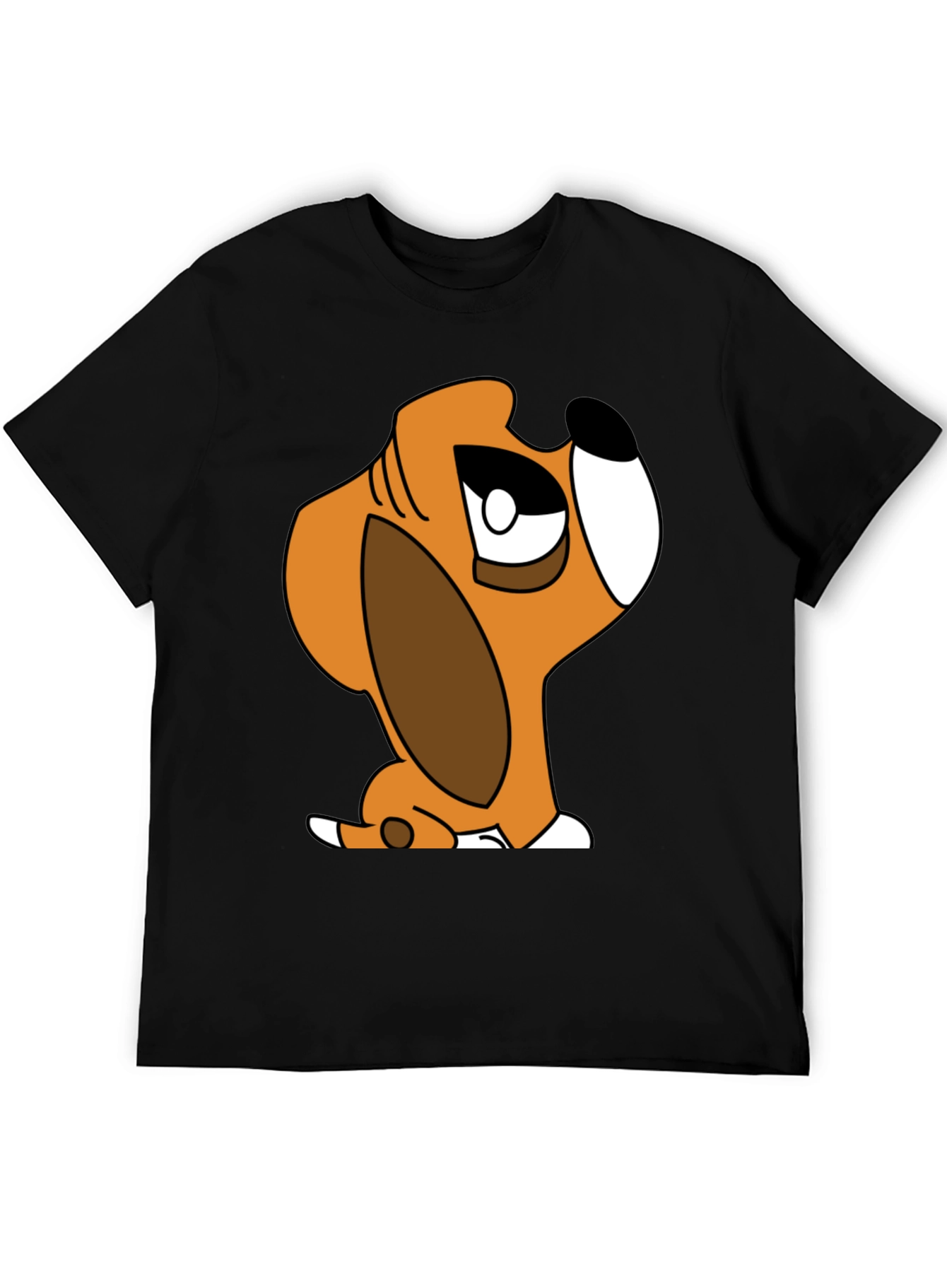 Cartoon Dog Graphic T-Shirt - Unisex Black Tee