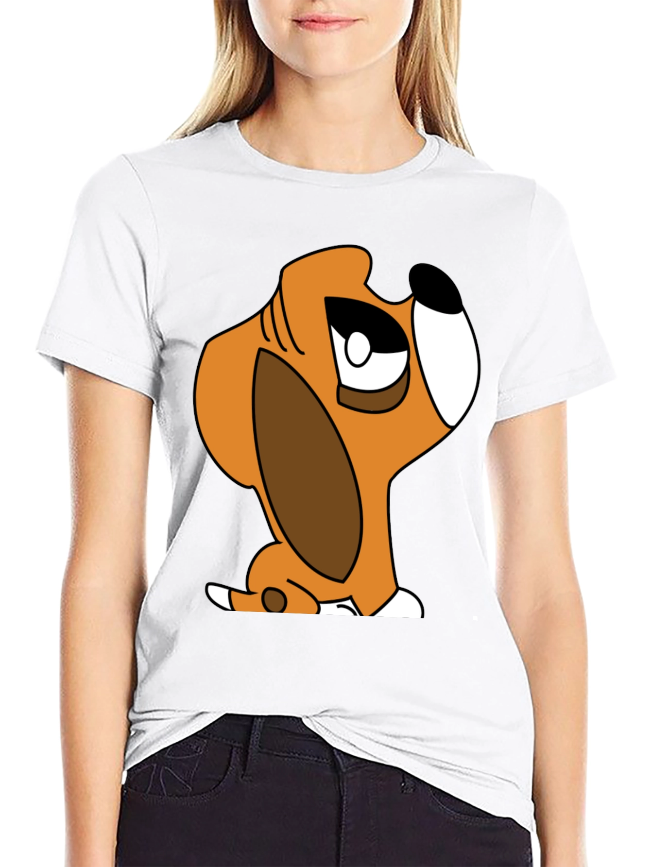 Cartoon Dog Graphic T-Shirt - Unisex Black Tee