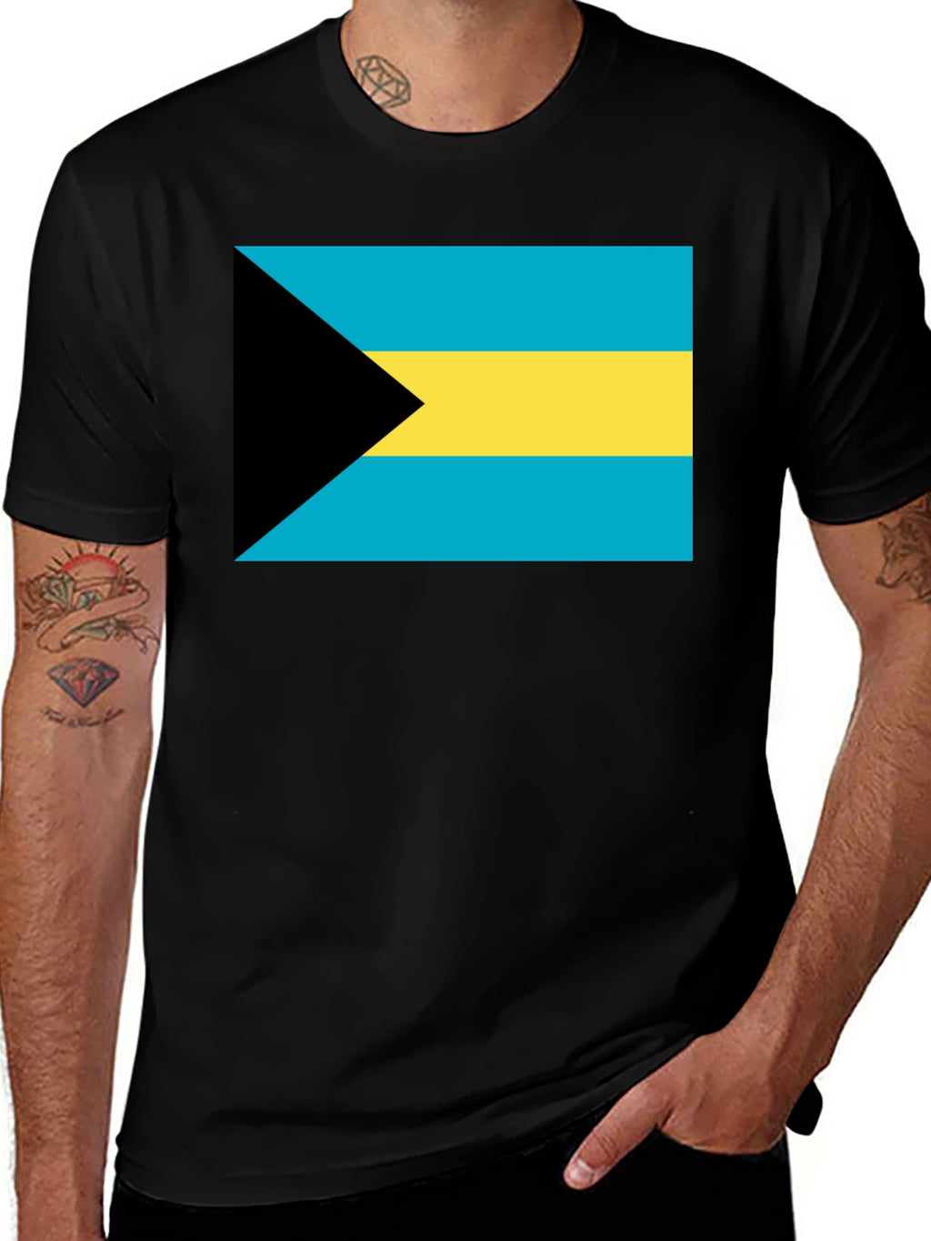 Bahamas Flag Graphic T-Shirt - Black