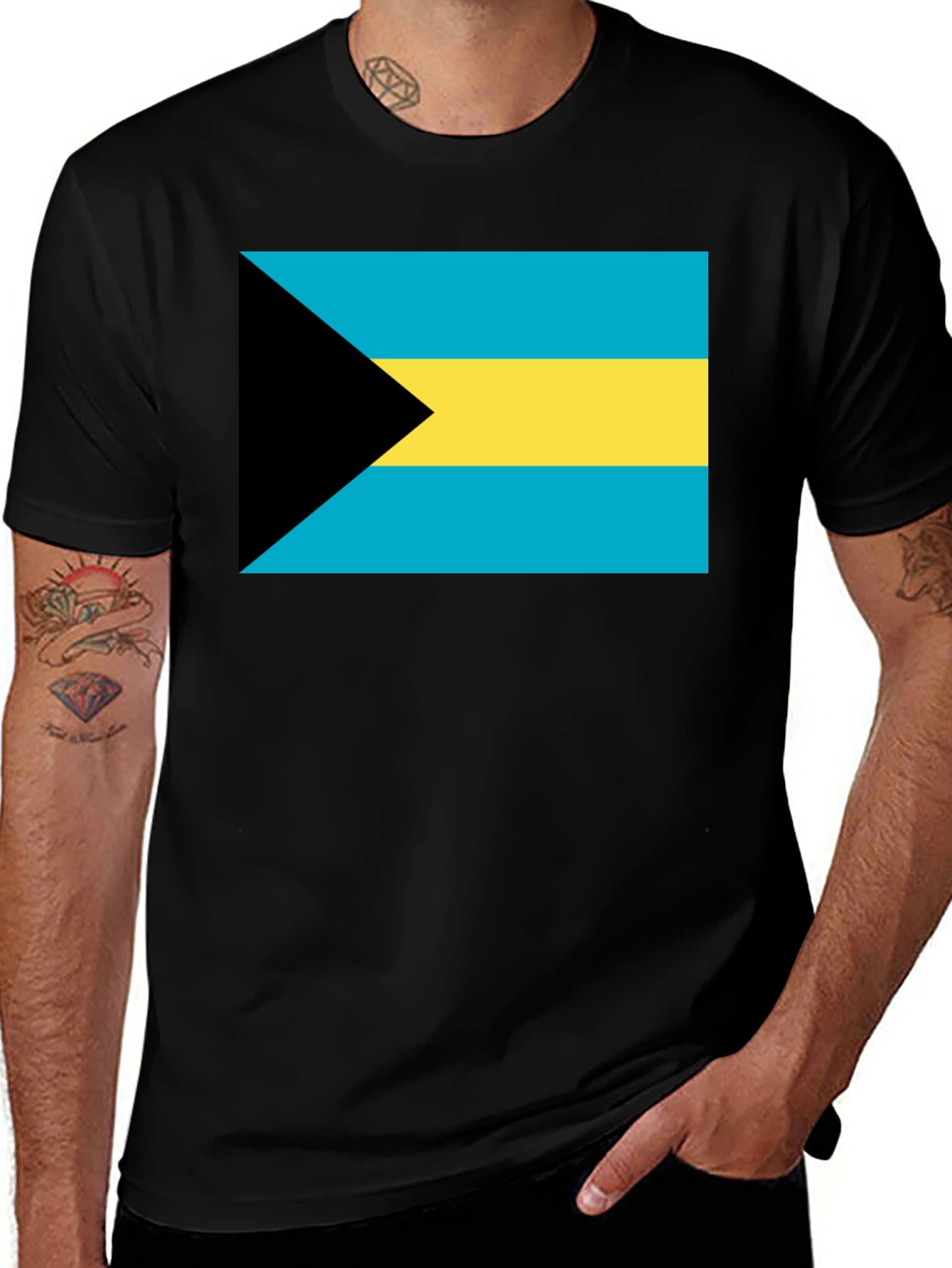 Bahamas Flag Graphic T-Shirt - Black