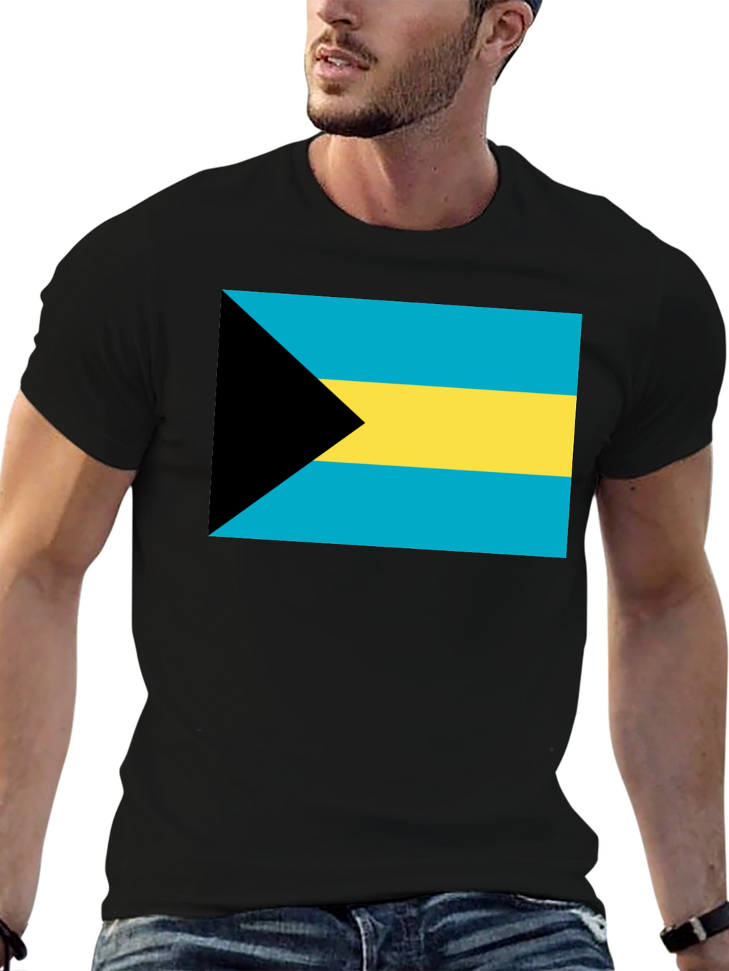 Bahamas Flag Graphic T-Shirt - Black
