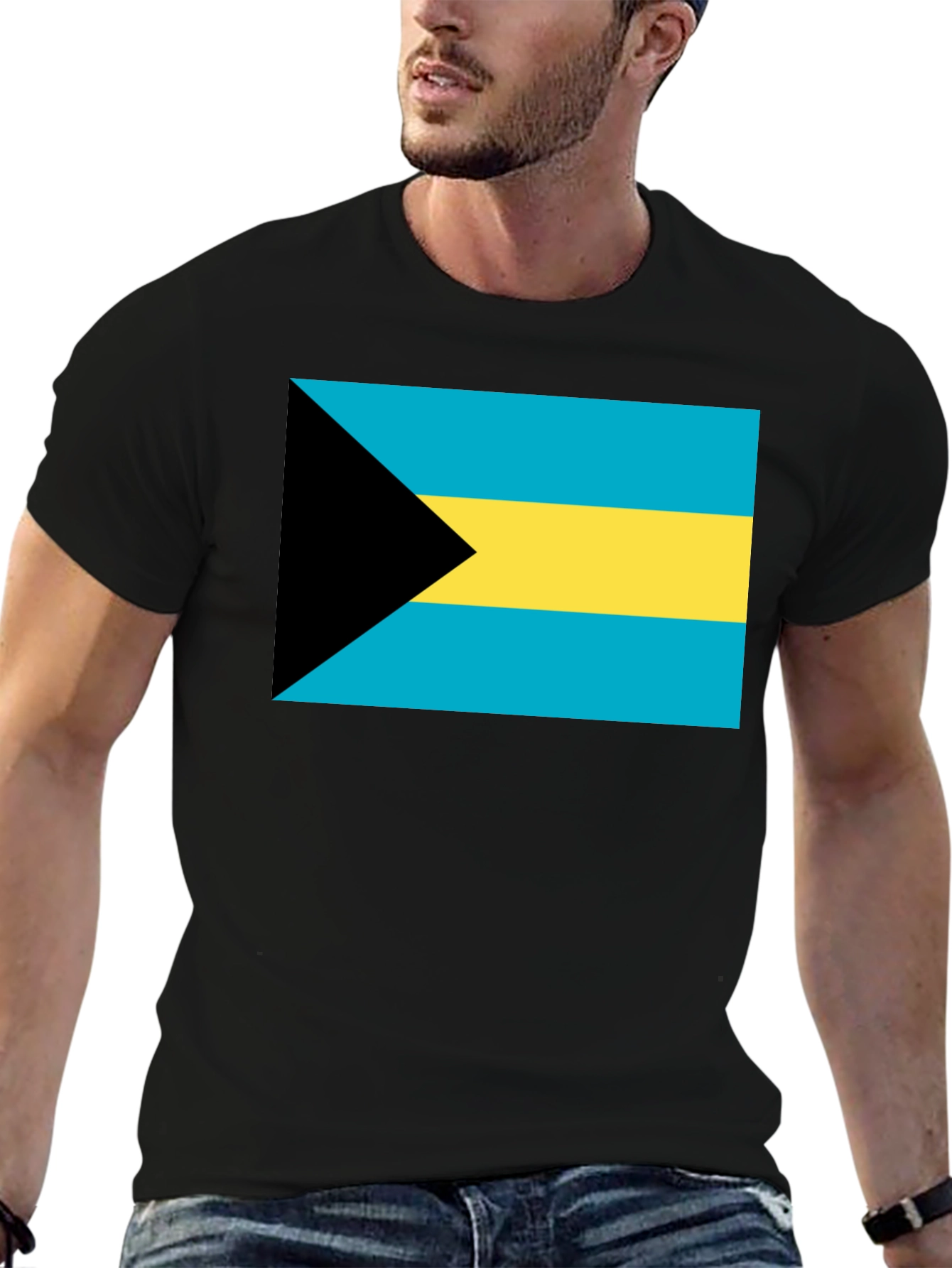 Bahamas Flag Graphic T-Shirt - Black