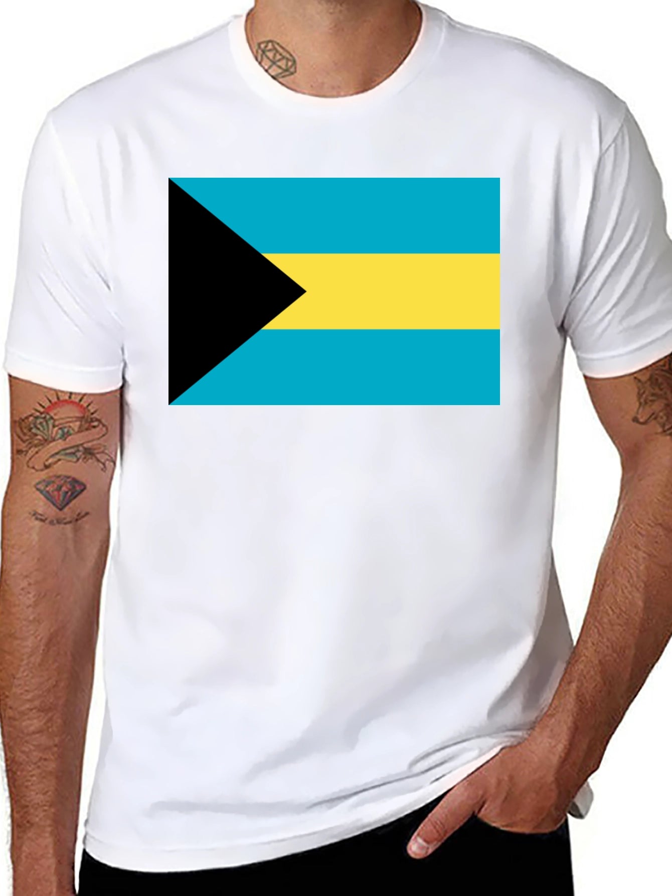 Bahamas Flag Graphic T-Shirt - Black