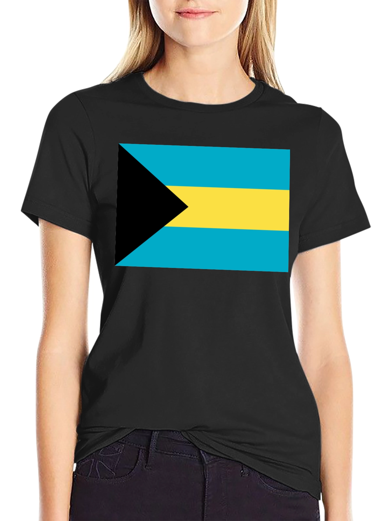 Bahamas Flag Graphic T-Shirt - Black