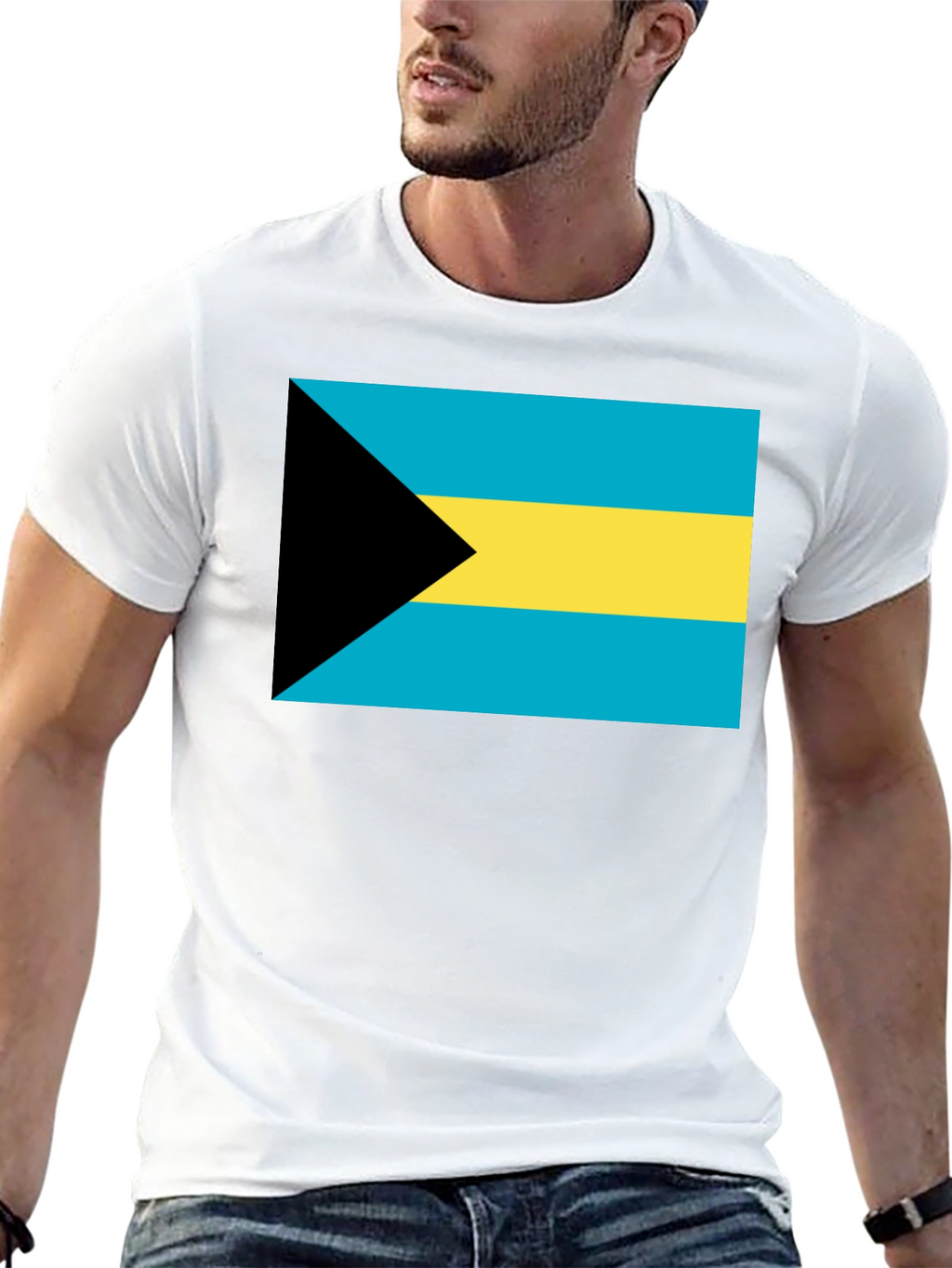 Bahamas Flag Graphic T-Shirt - Black