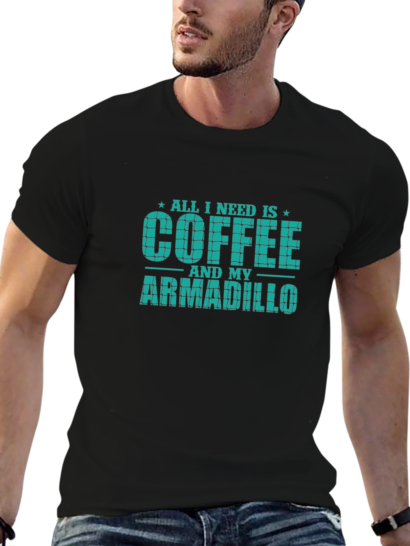 Coffee and Armadillo T-Shirt - Novelty Graphic Tee