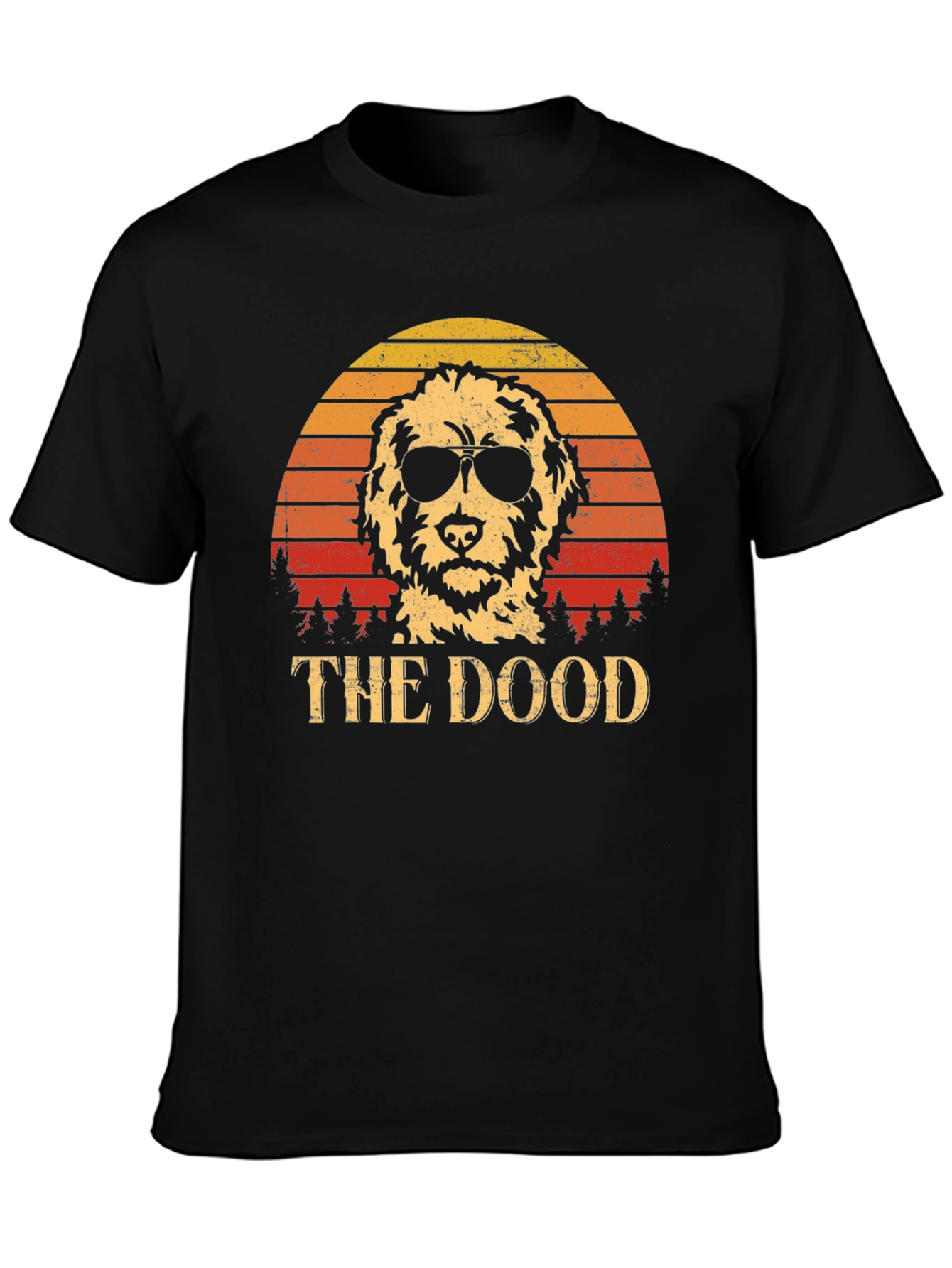 Cool Dog Tee: The Dood Retro Sunset Design