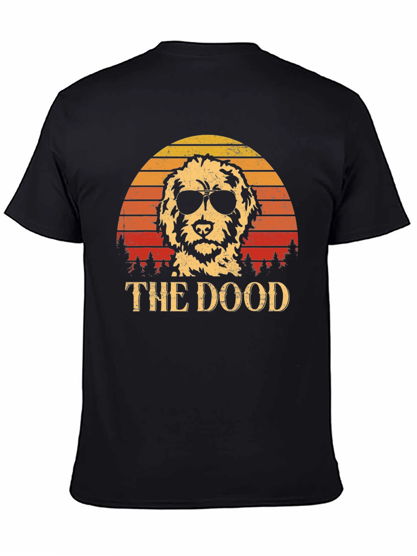 Cool Dog Tee: The Dood Retro Sunset Design