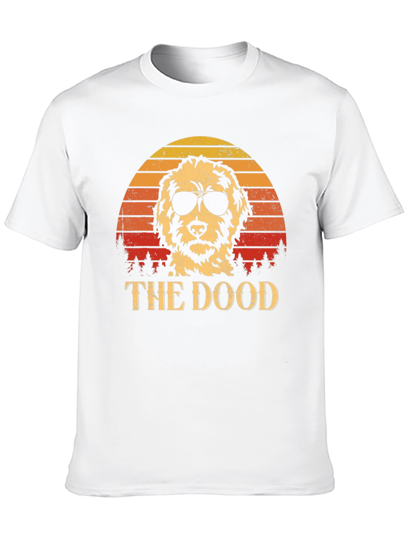 Cool Dog Tee: The Dood Retro Sunset Design