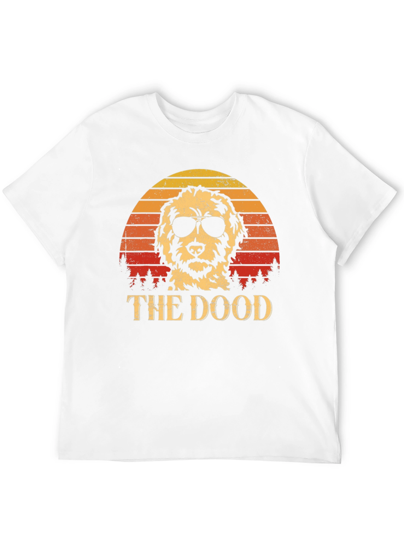 Cool Dog Tee: The Dood Retro Sunset Design