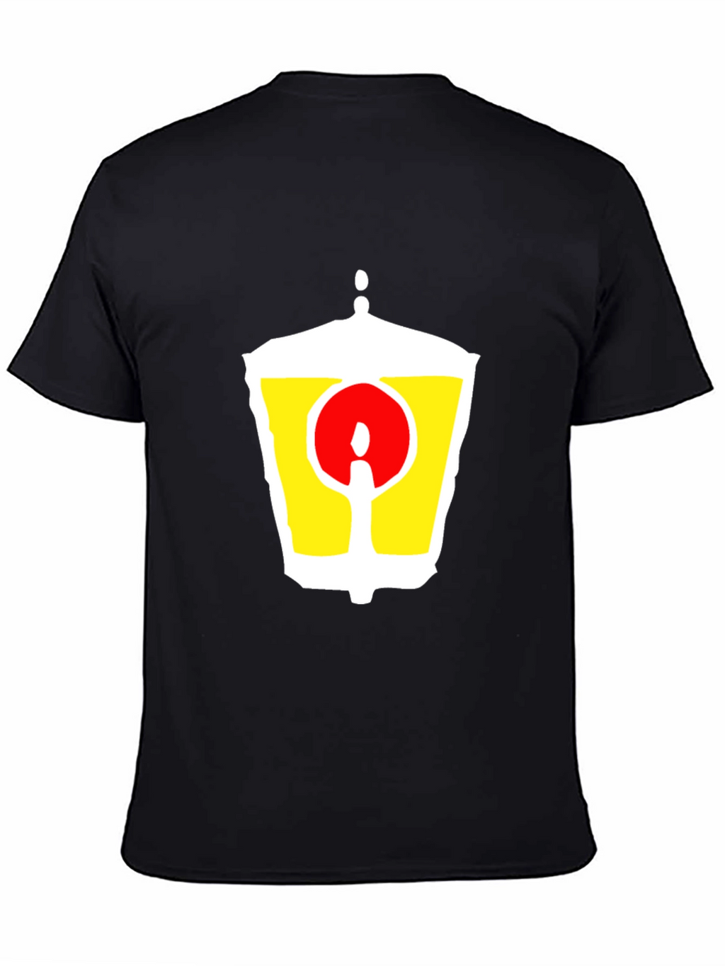 Black T-Shirt with Unique Graphic Lantern Design