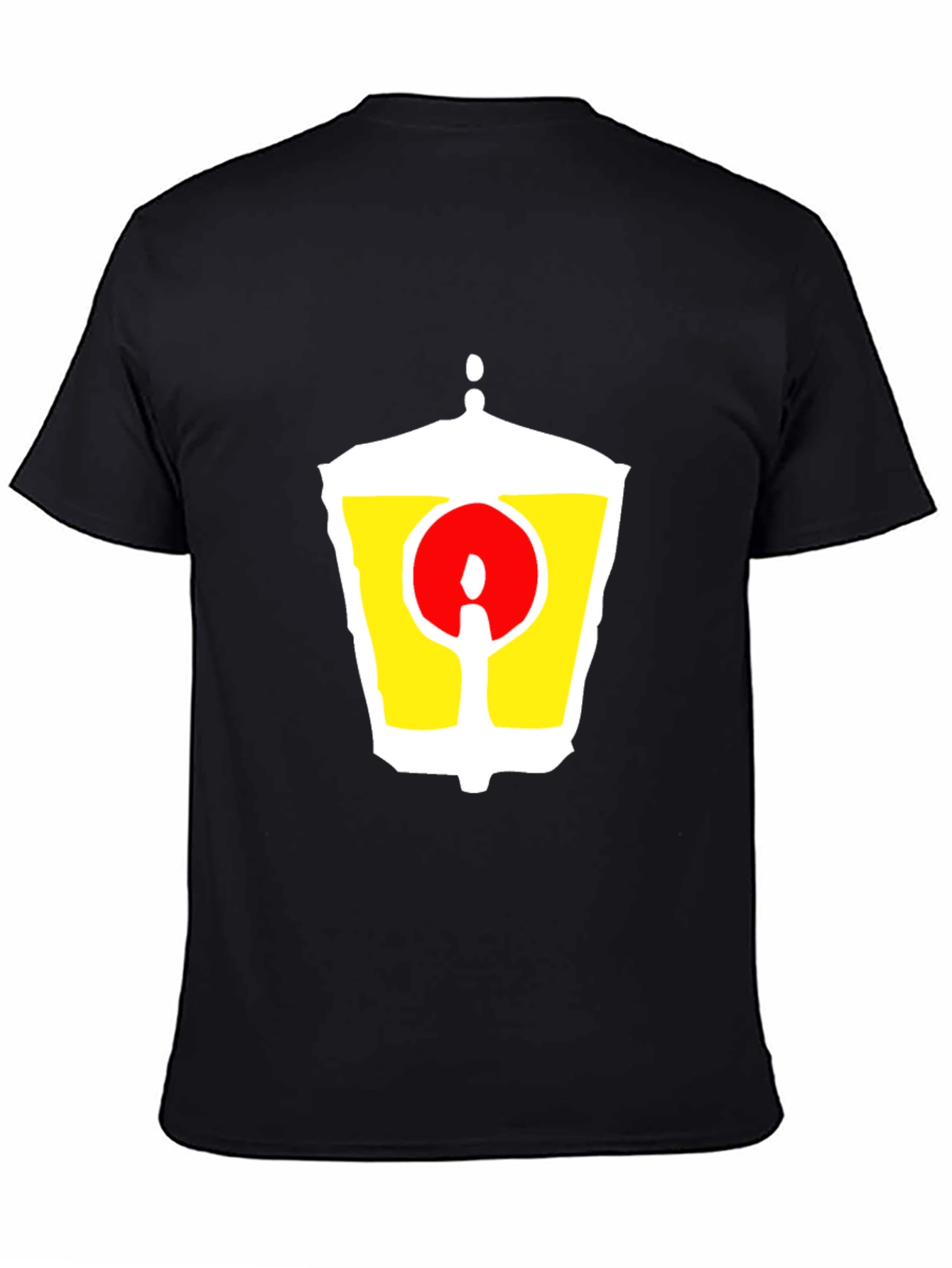 Black T-Shirt with Unique Graphic Lantern Design