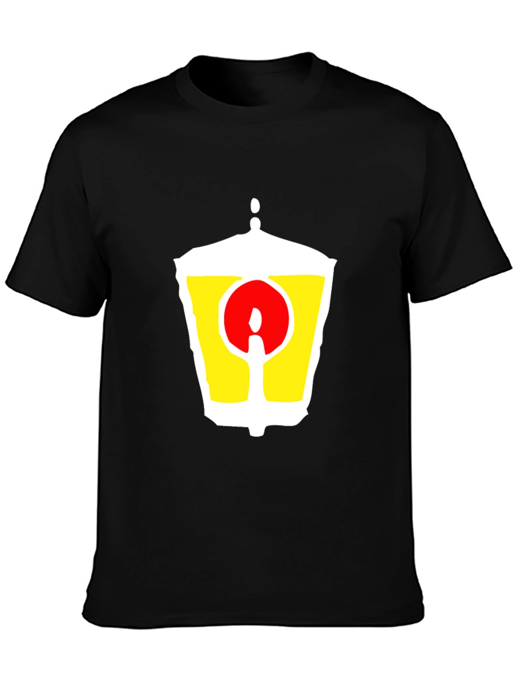 Black T-Shirt with Unique Graphic Lantern Design