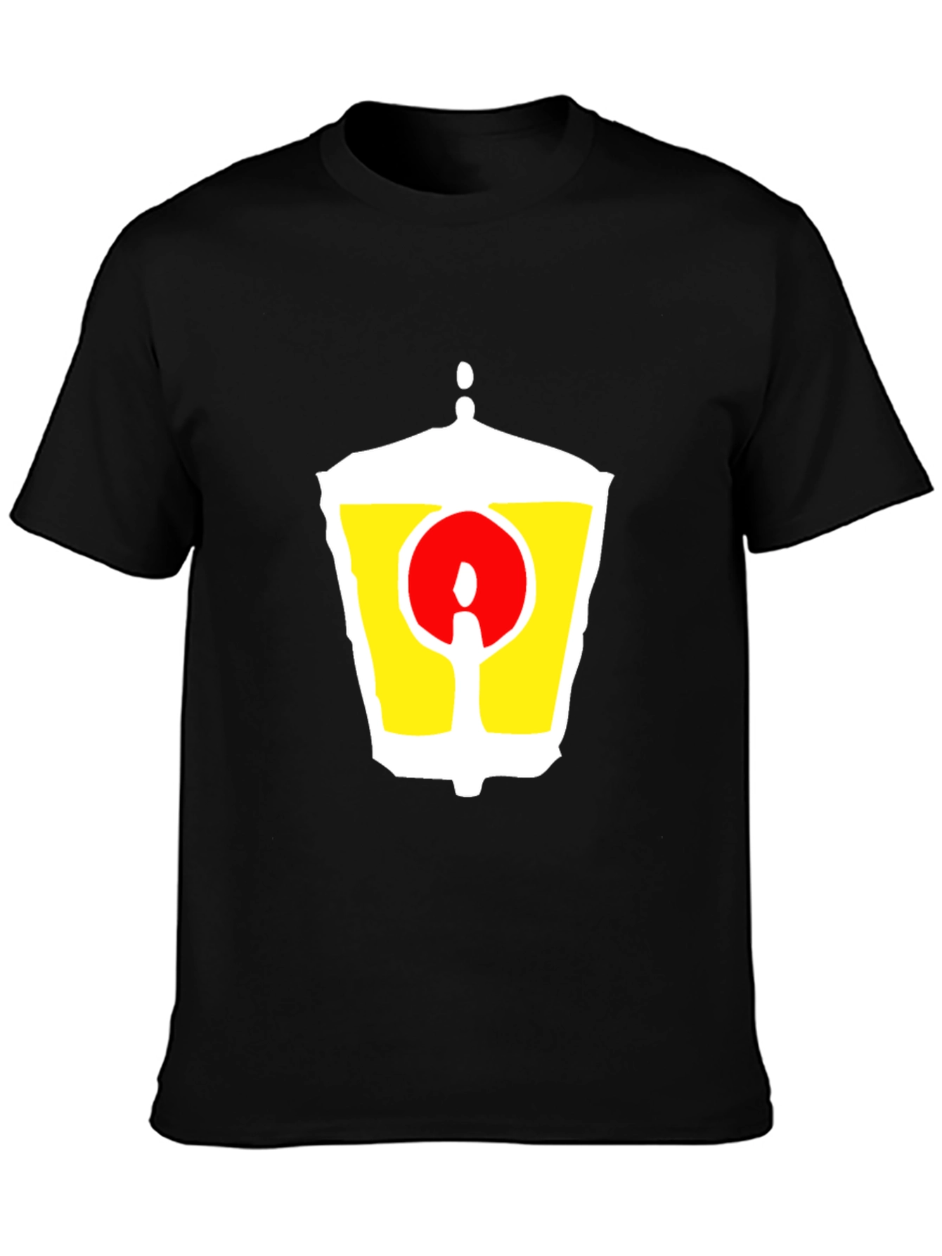 Black T-Shirt with Unique Graphic Lantern Design