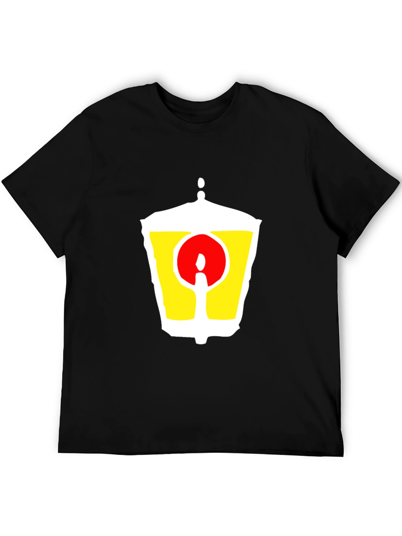 Black T-Shirt with Unique Graphic Lantern Design