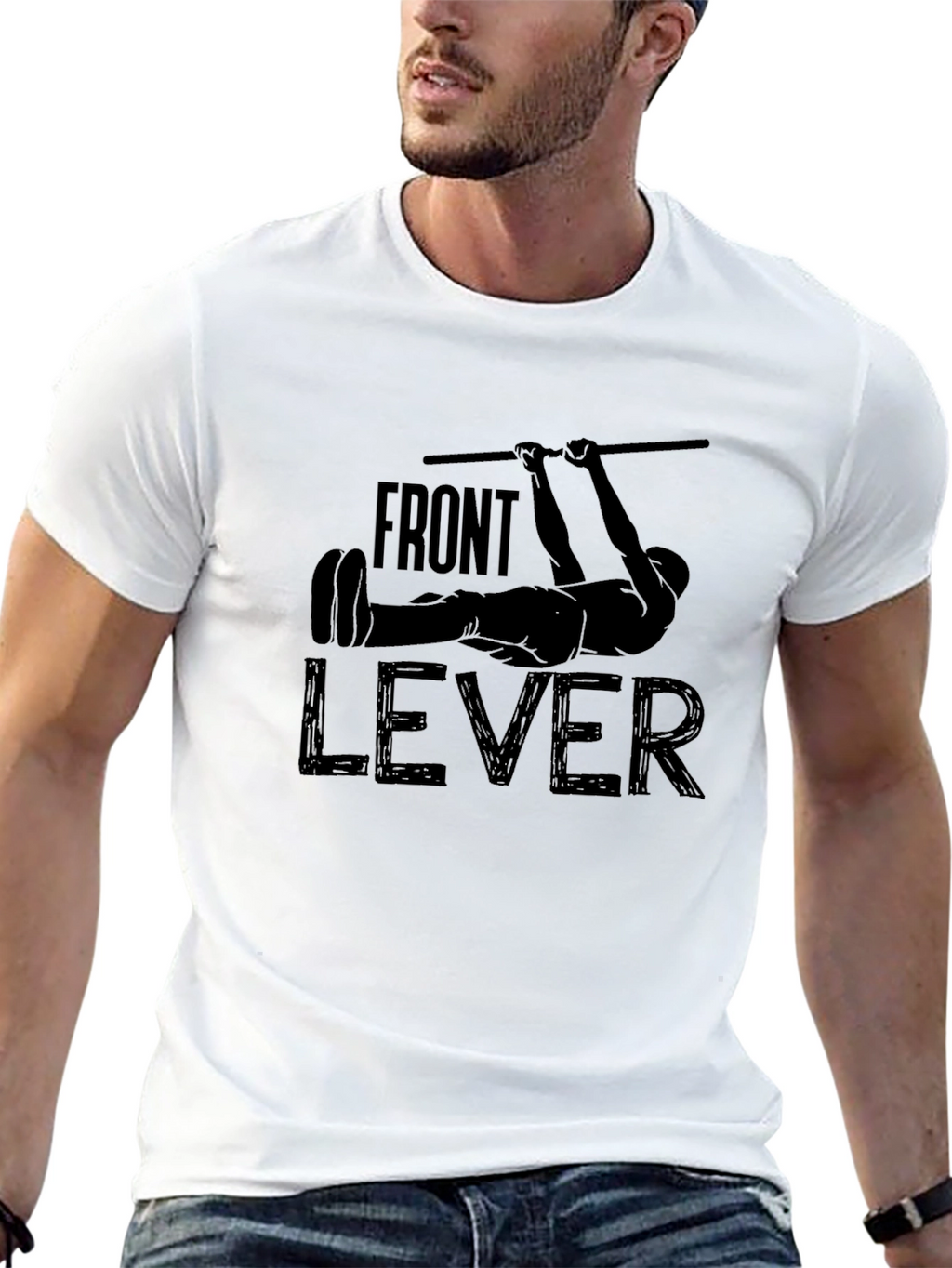 Front Lever Workout Black Graphic T-Shirt