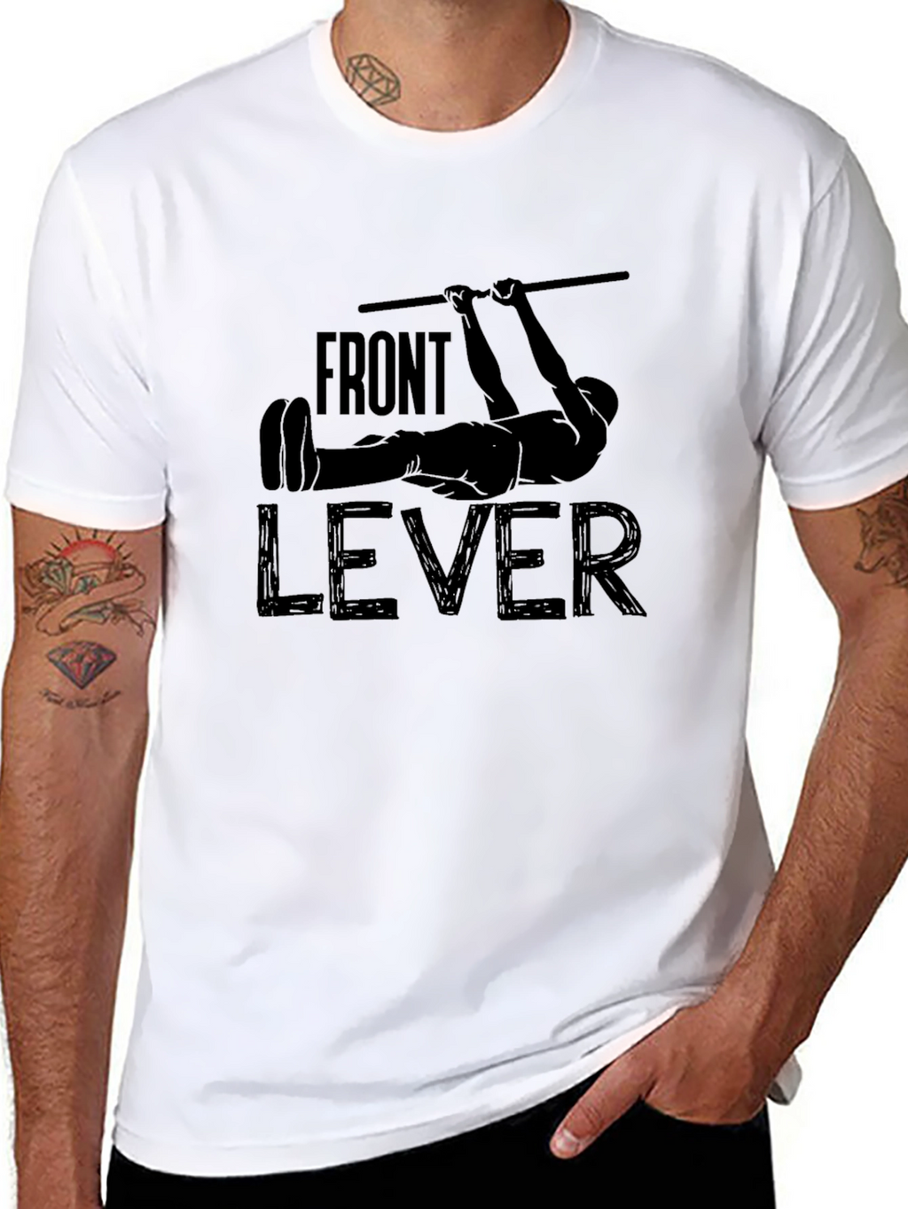 Front Lever Workout Black Graphic T-Shirt