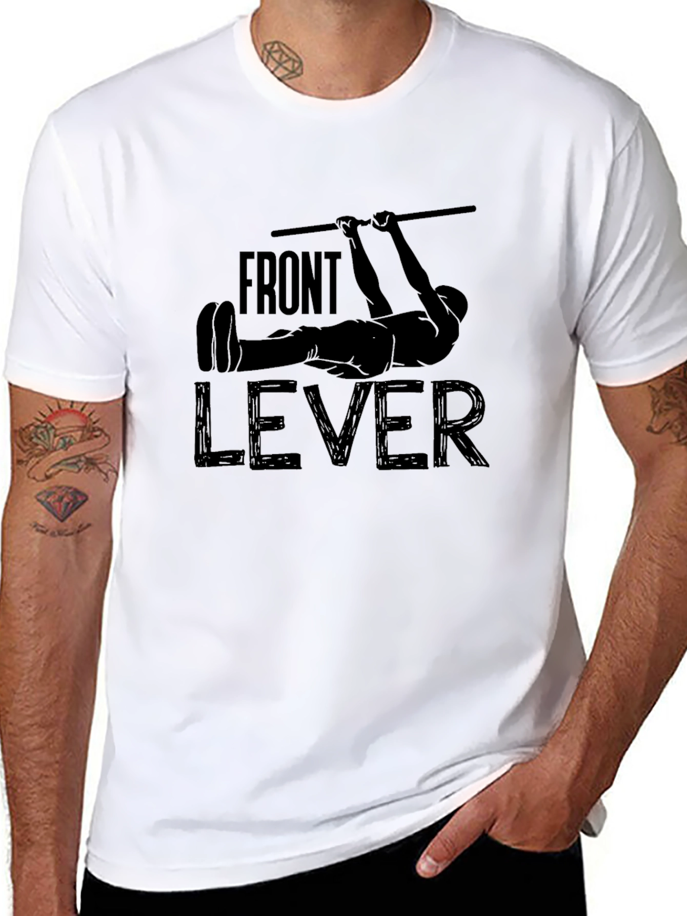 Front Lever Workout Black Graphic T-Shirt