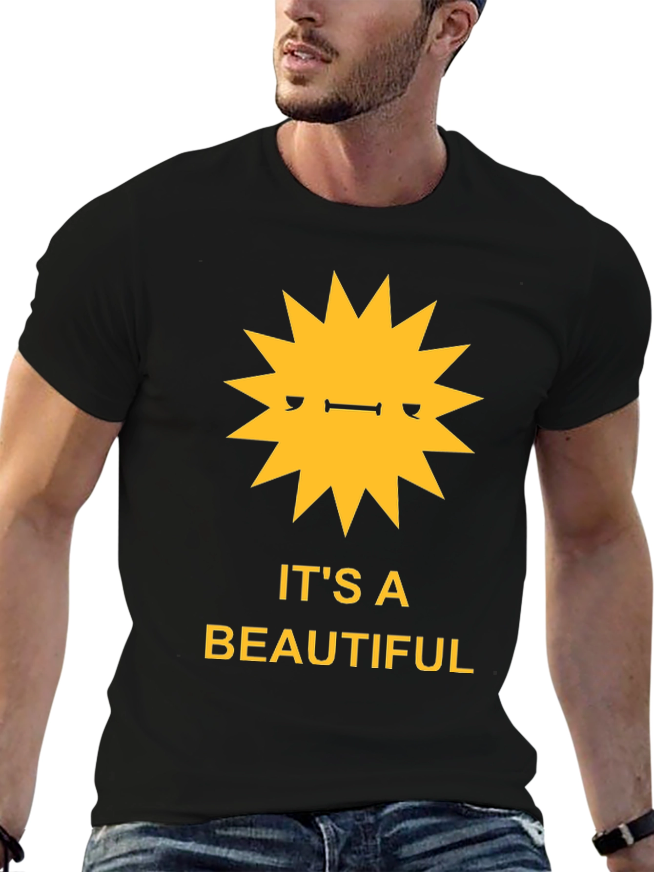Its a Beautiful Day Graphic Tee - Black Cotton Shirt