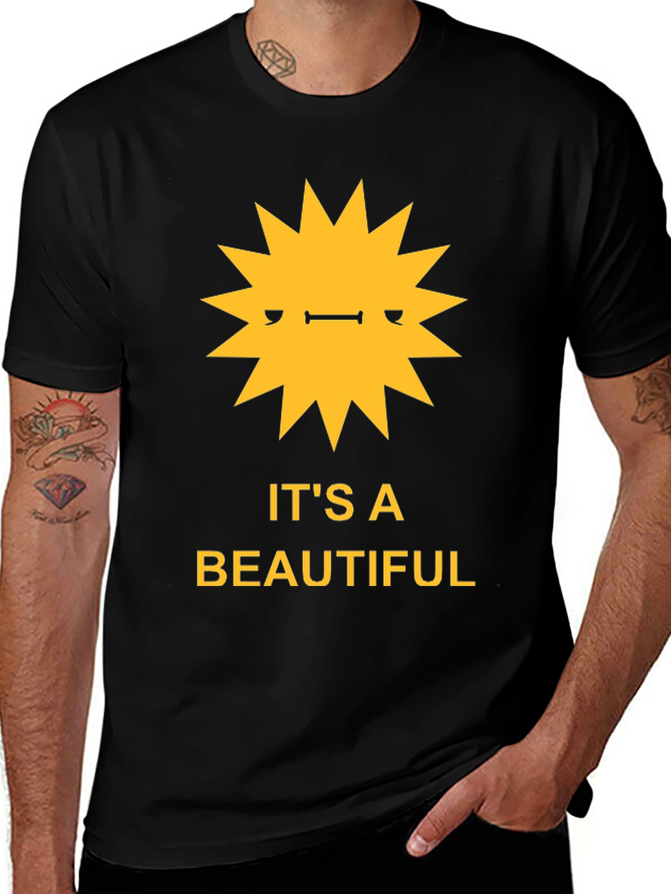 Its a Beautiful Day Graphic Tee - Black Cotton Shirt