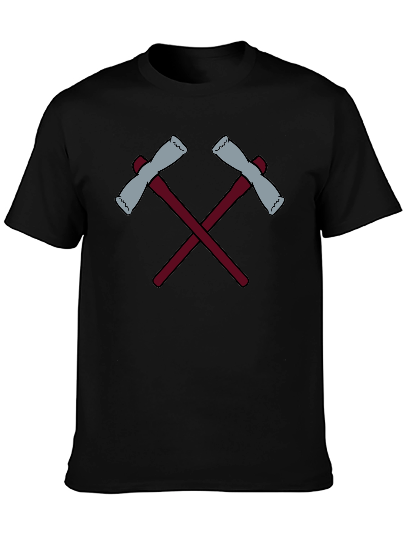 Crossed Axes Graphic Tee - Black Crew Neck