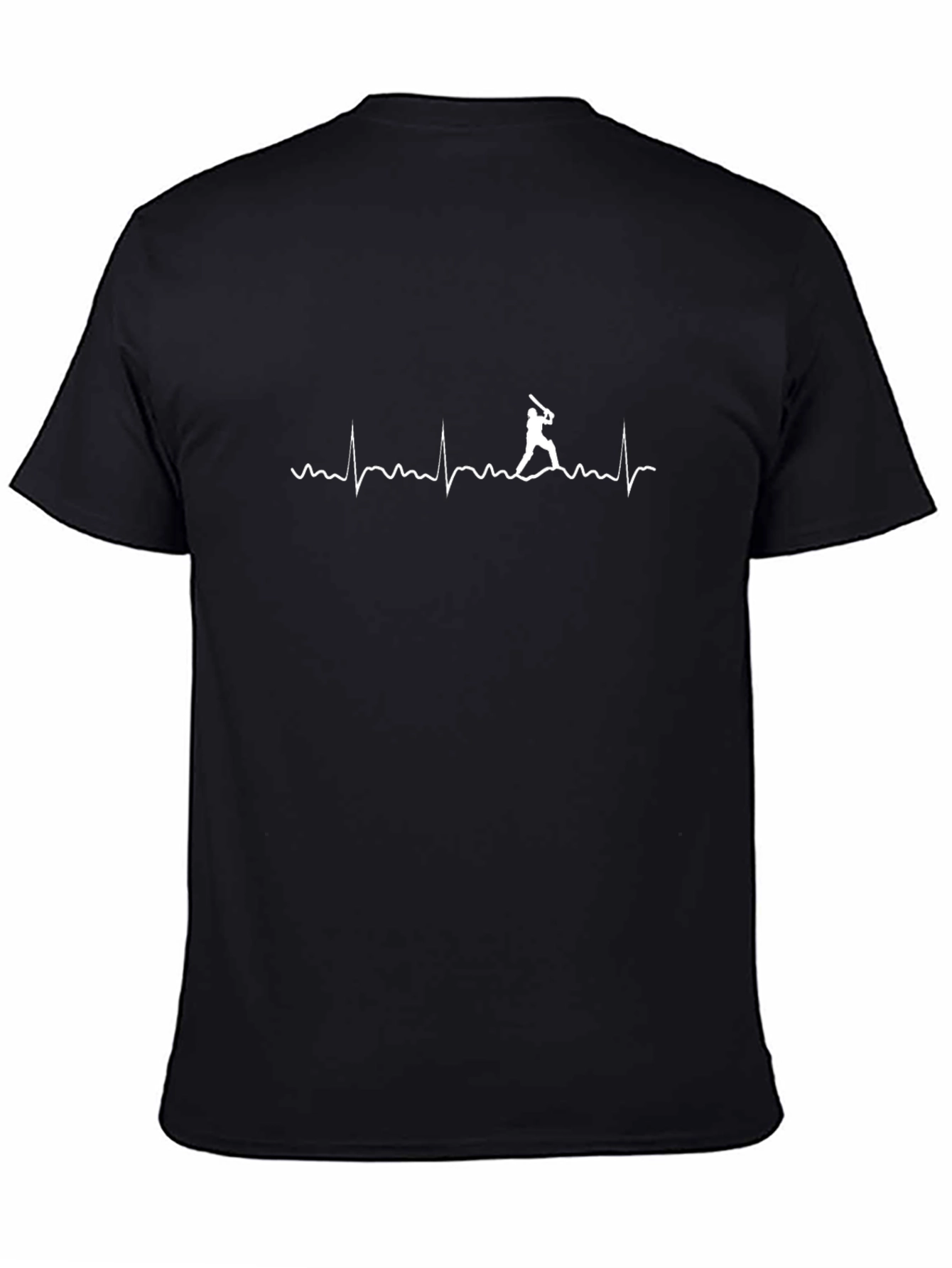 Baseball Heartbeat T-Shirt - Black