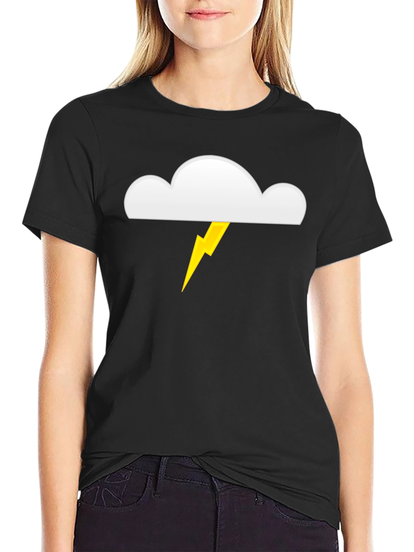 Cloud and Lightning Bolt Graphic T-Shirt