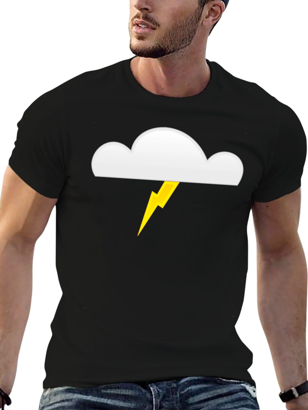 Cloud and Lightning Bolt Graphic T-Shirt