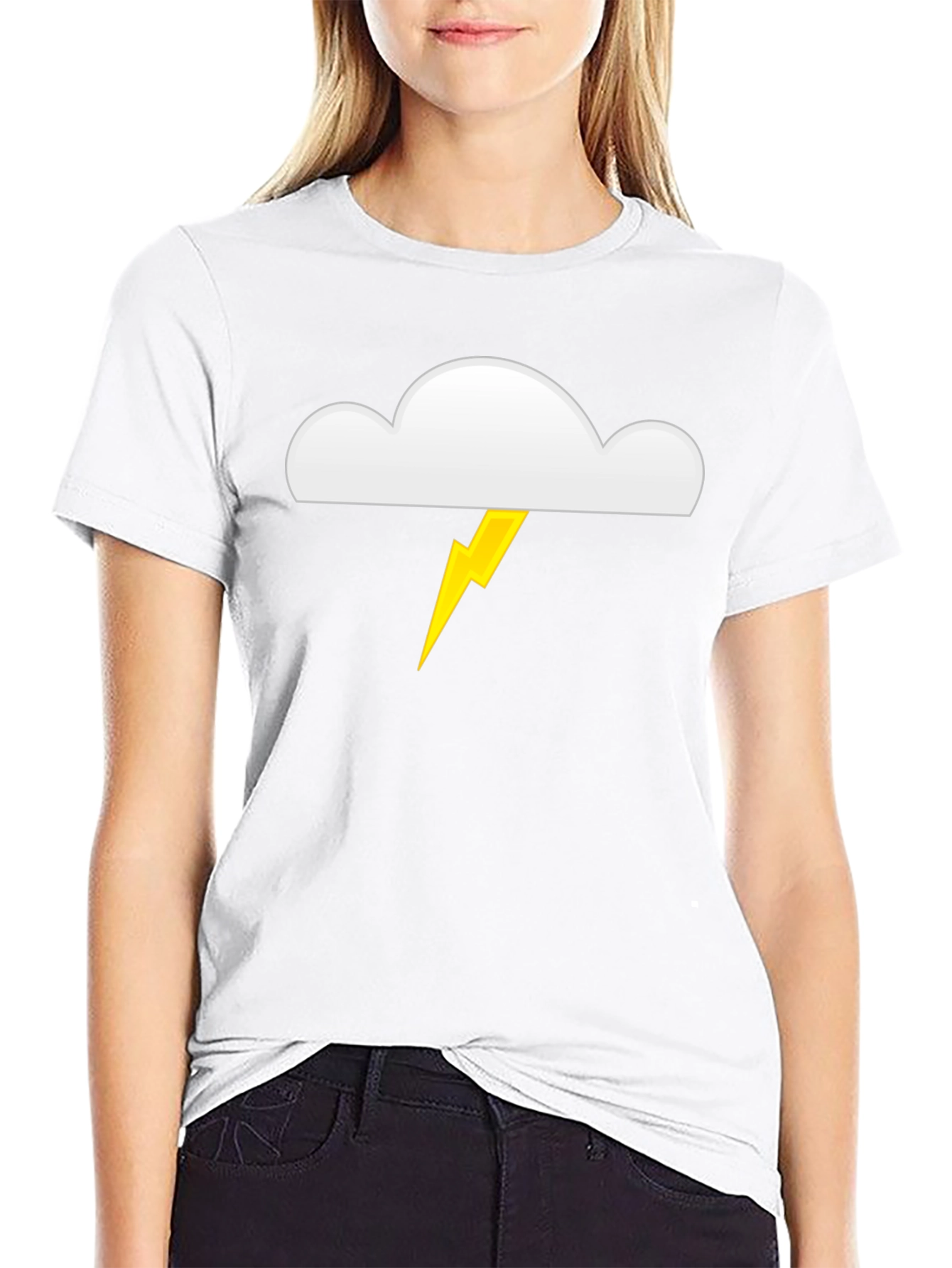 Cloud and Lightning Bolt Graphic T-Shirt