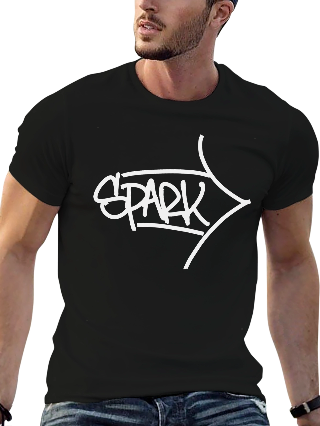 Spark Graphic Tee - Stylish Black Cotton T-Shirt