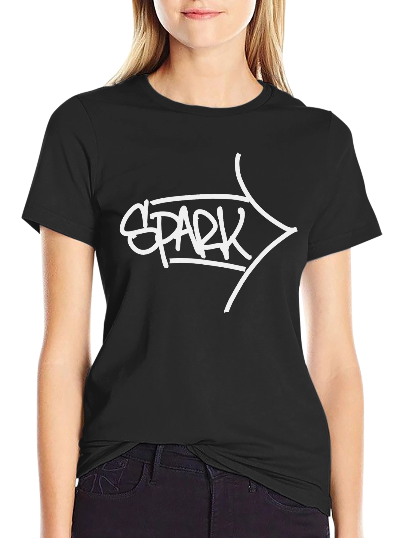 Spark Graphic Tee - Stylish Black Cotton T-Shirt