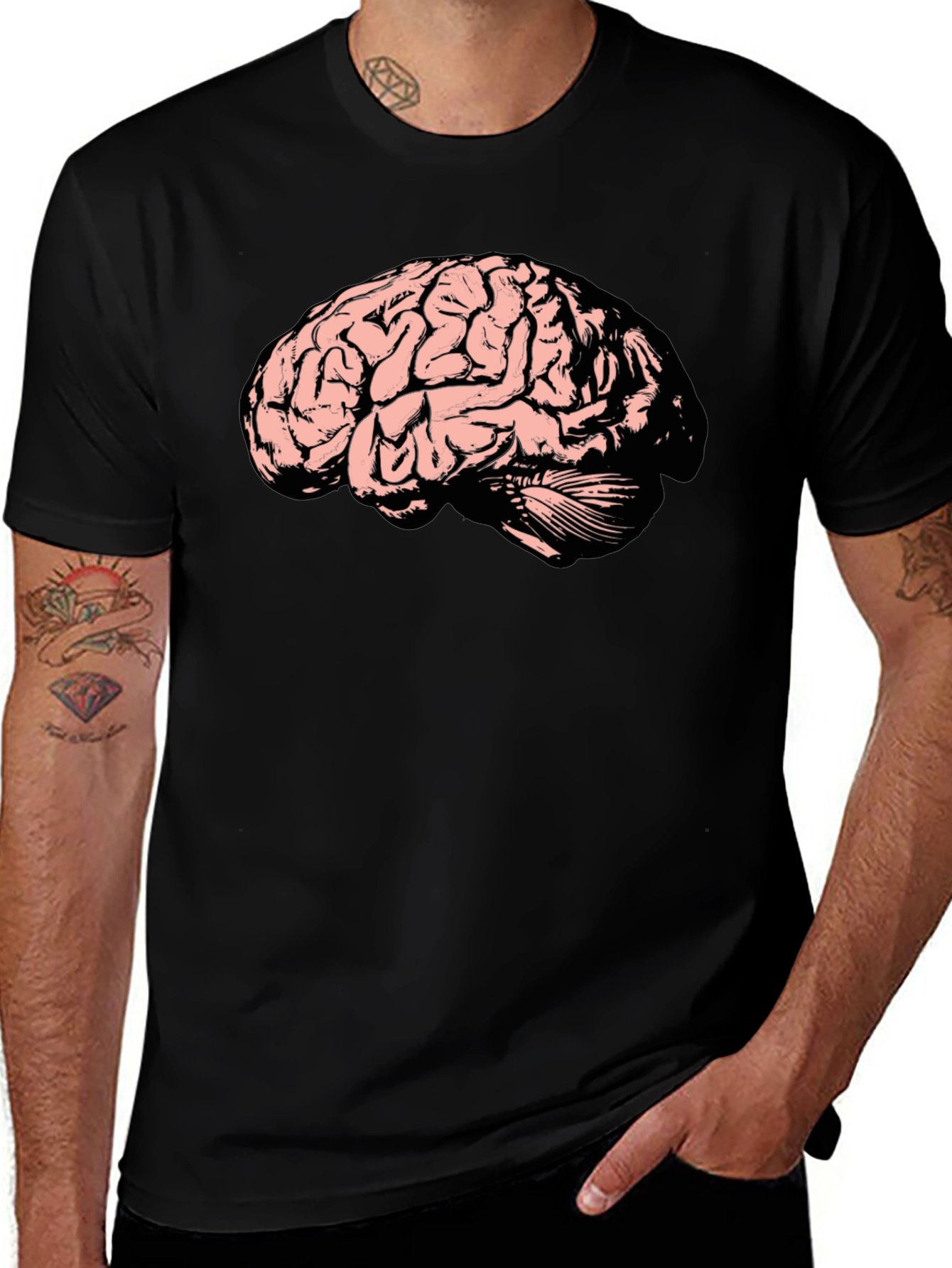 Brain Graphic Tee - Black Cotton T-Shirt