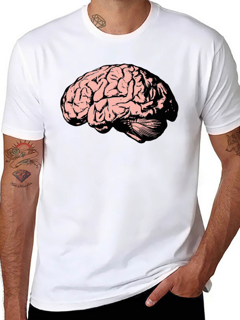 Brain Graphic Tee - Black Cotton T-Shirt