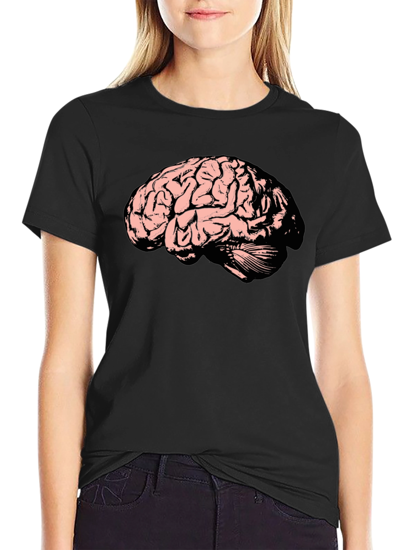 Brain Graphic Tee - Black Cotton T-Shirt