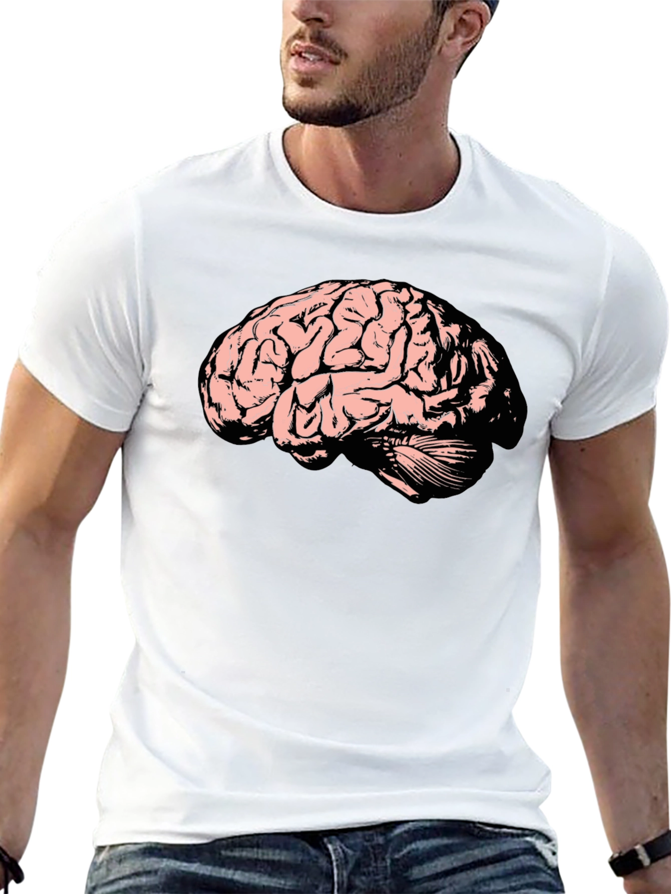 Brain Graphic Tee - Black Cotton T-Shirt