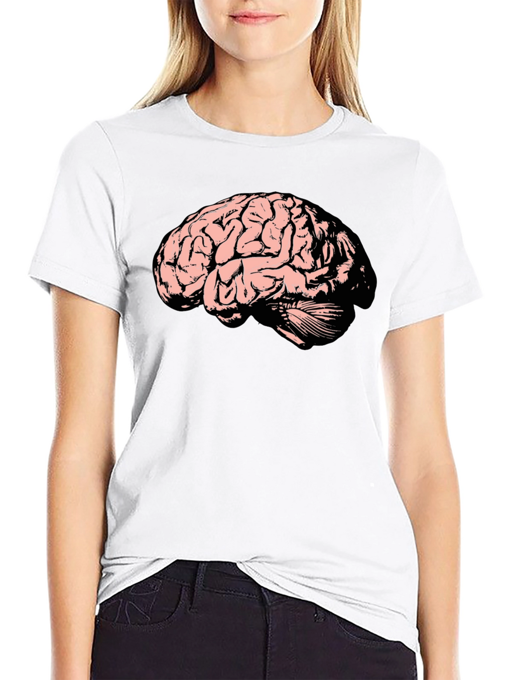 Brain Graphic Tee - Black Cotton T-Shirt