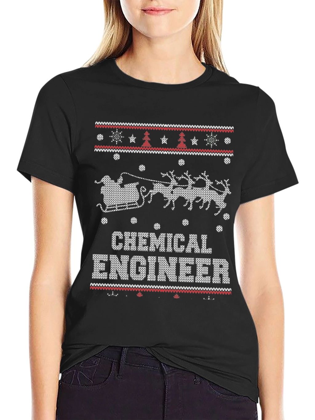 Chemical Engineer Christmas Ugly Sweater Style T-Shirt