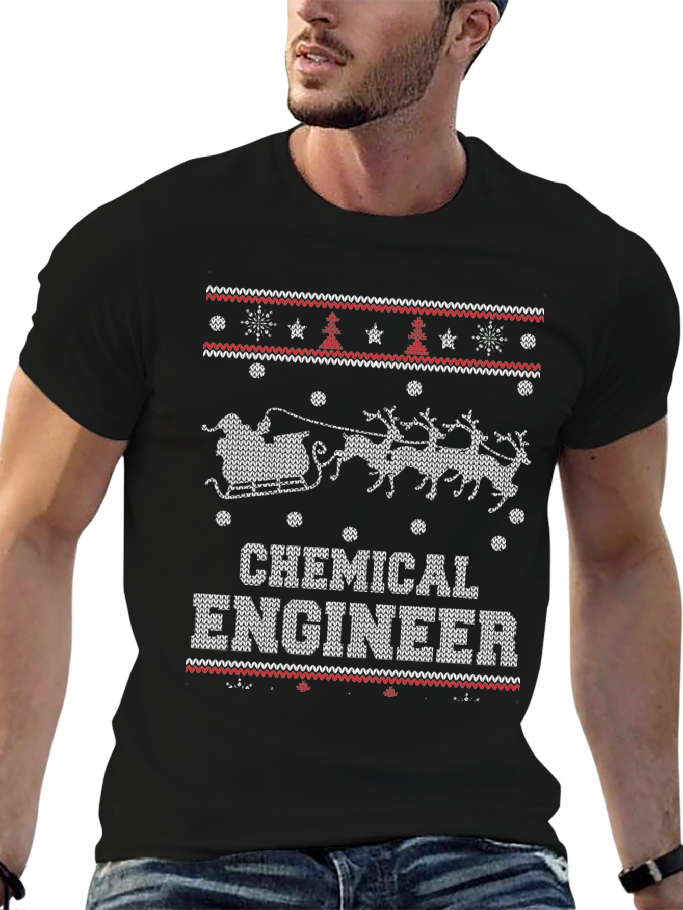 Chemical Engineer Christmas Ugly Sweater Style T-Shirt