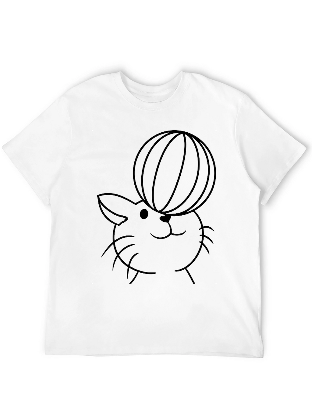 Cute Cat With Ball T-Shirt - Black