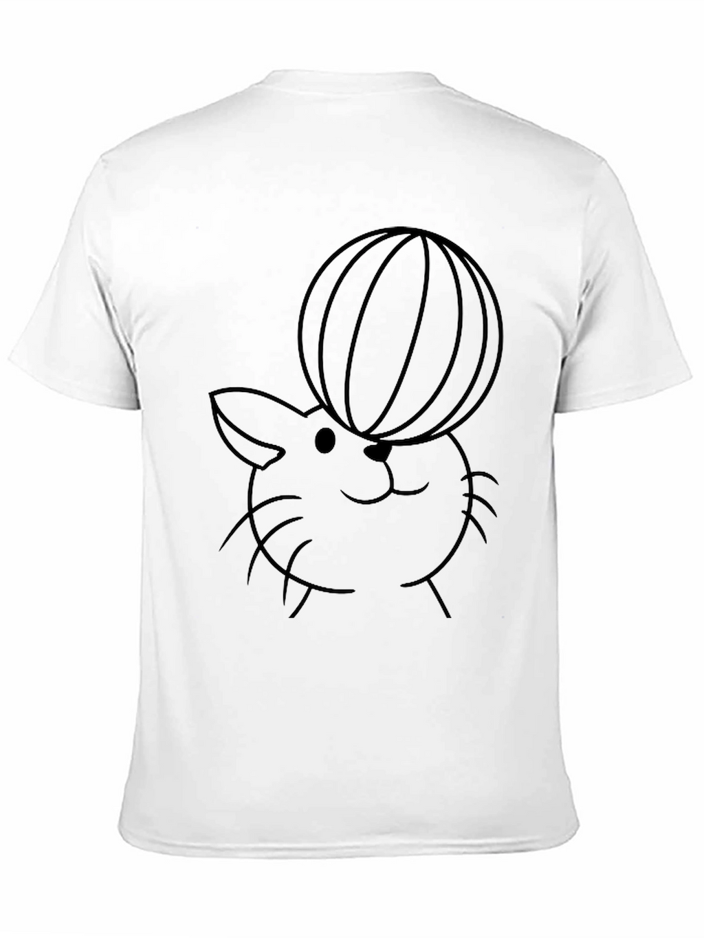 Cute Cat With Ball T-Shirt - Black
