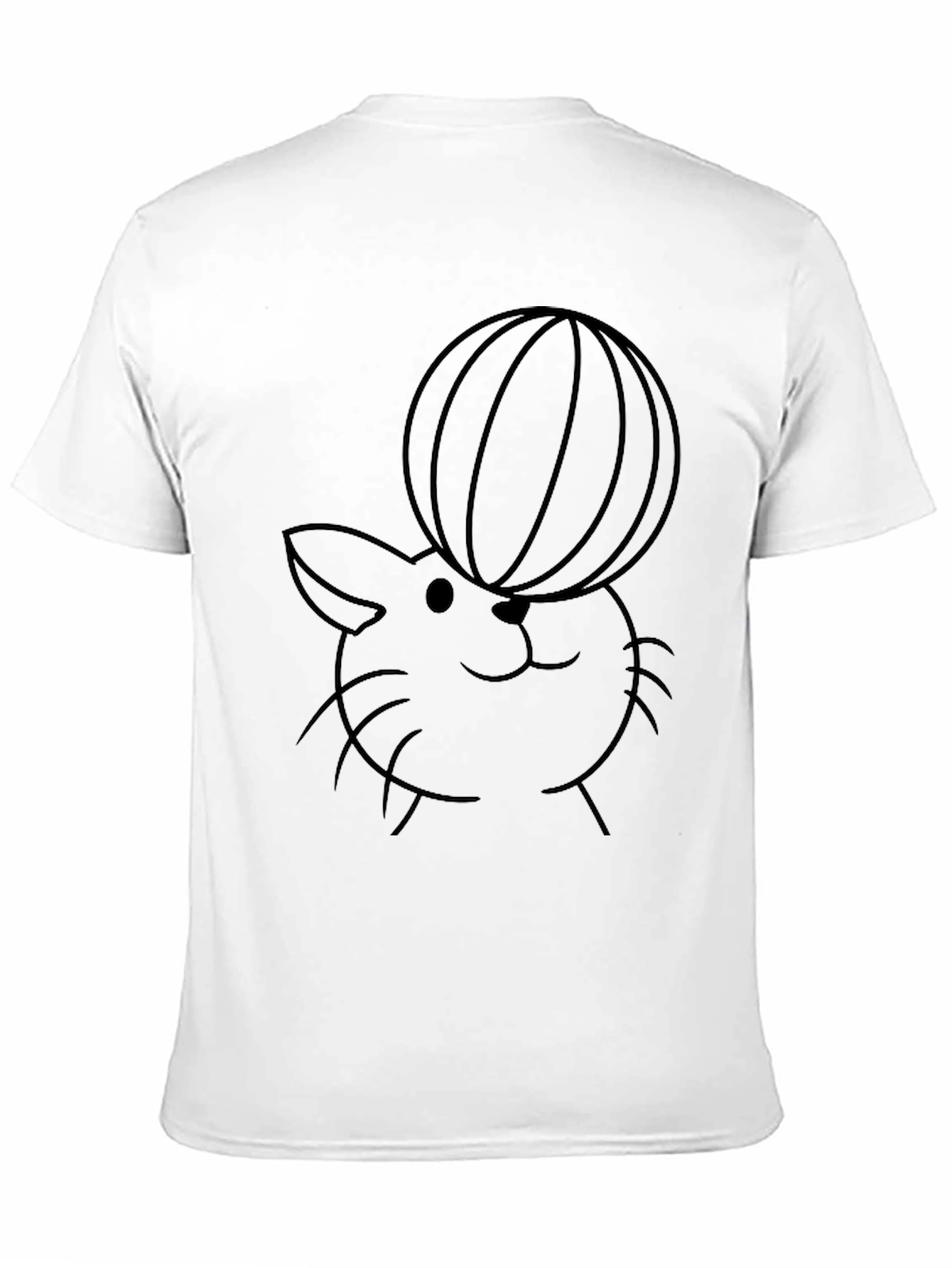 Cute Cat With Ball T-Shirt - Black