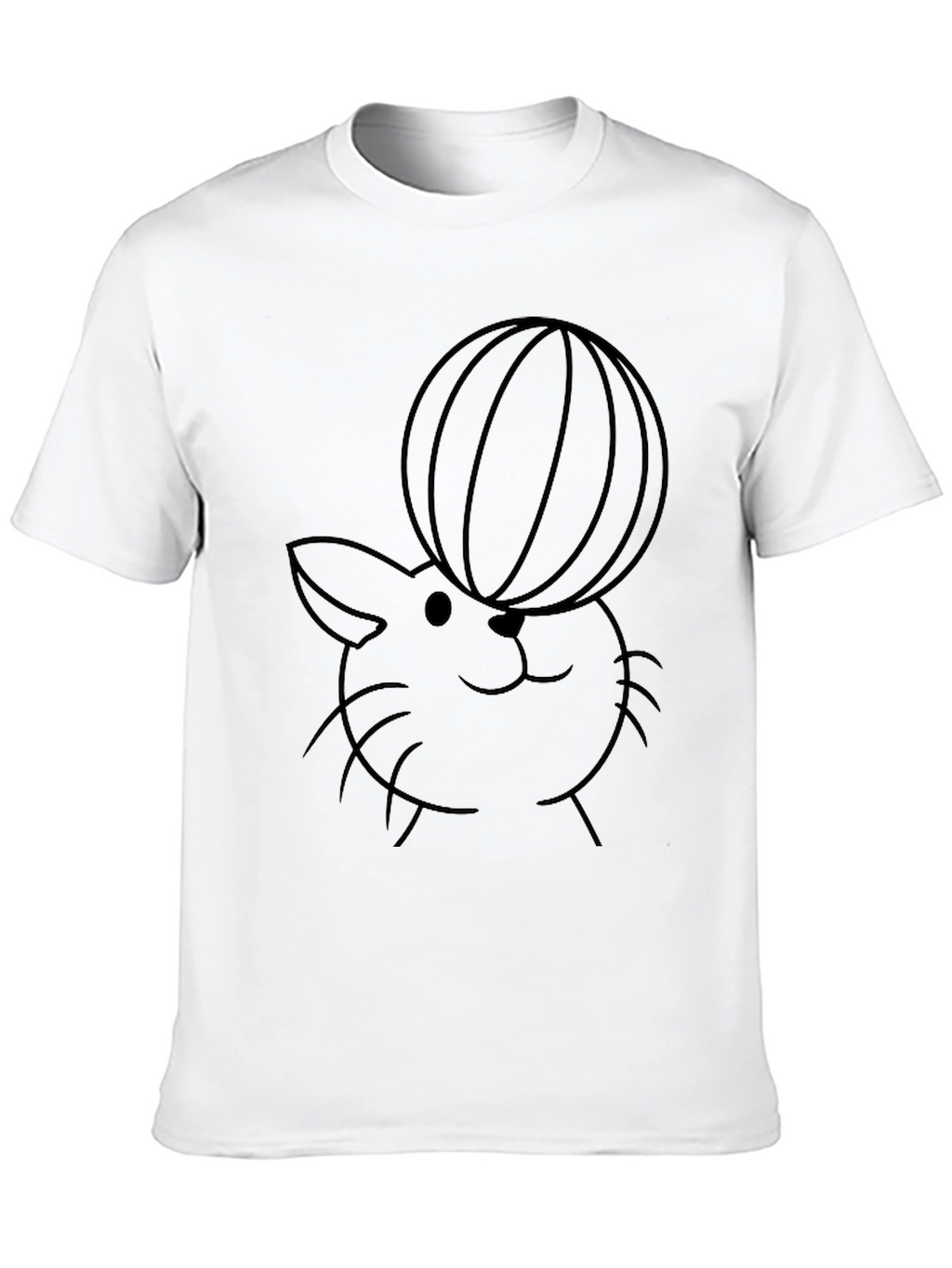 Cute Cat With Ball T-Shirt - Black