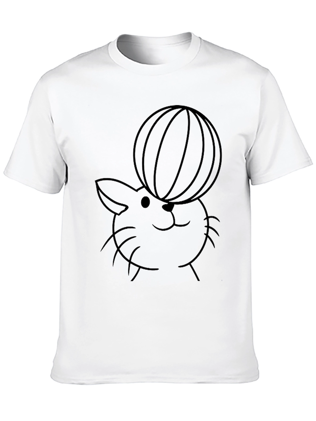 Cute Cat With Ball T-Shirt - Black