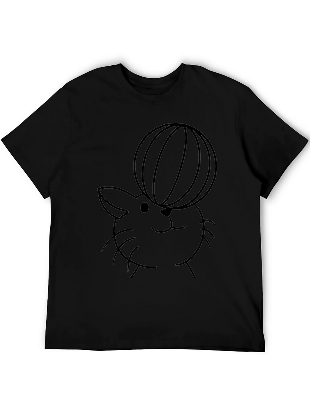 Cute Cat With Ball T-Shirt - Black